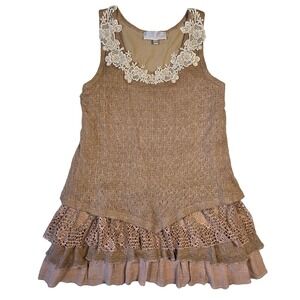 Pretty Angel Top Shirt Women‎ M Ruffle Tiered Boho Chic Western Layering Prairie